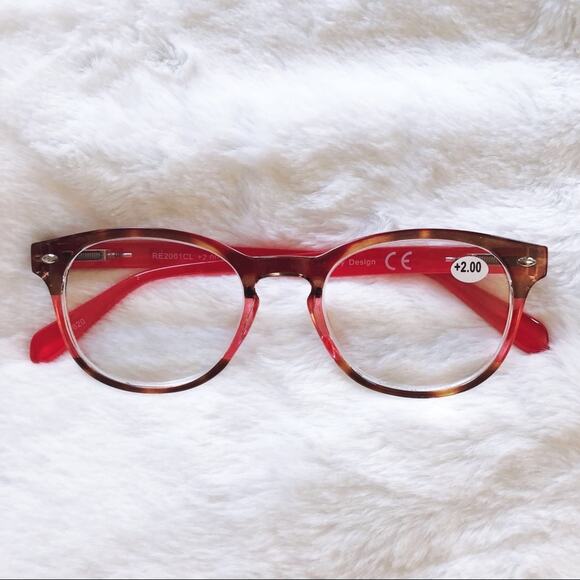 Lexi Red & Brown Round Rim Reader Glasses - Picture 11 of 12